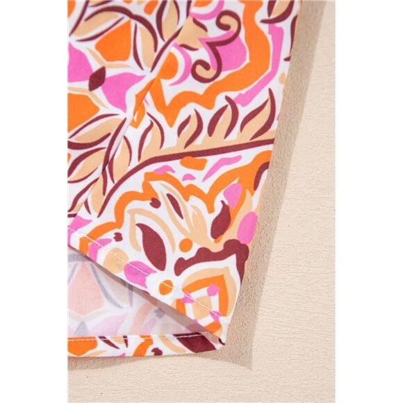 Printed Tie Neck Long Sleeve Mini Dress - Picture 9 of 10